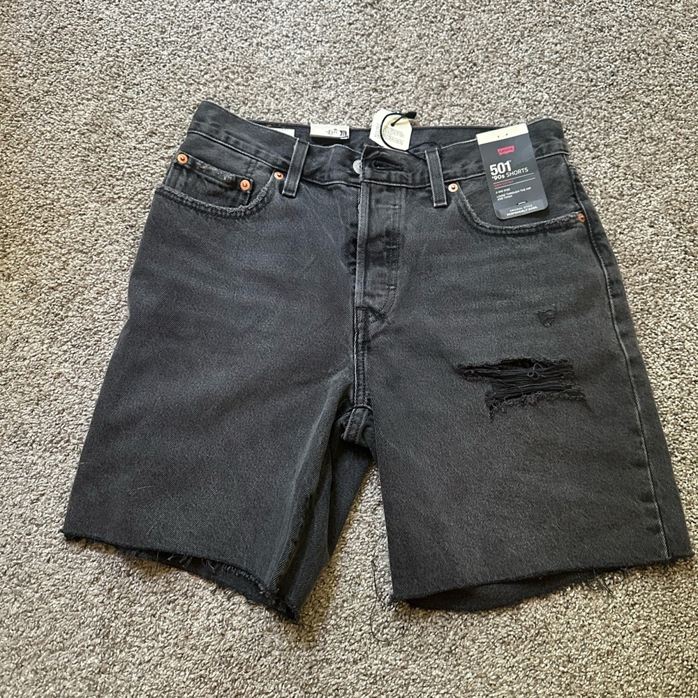 NWT Levi's Black Distressed Denim Cutoff Shorts